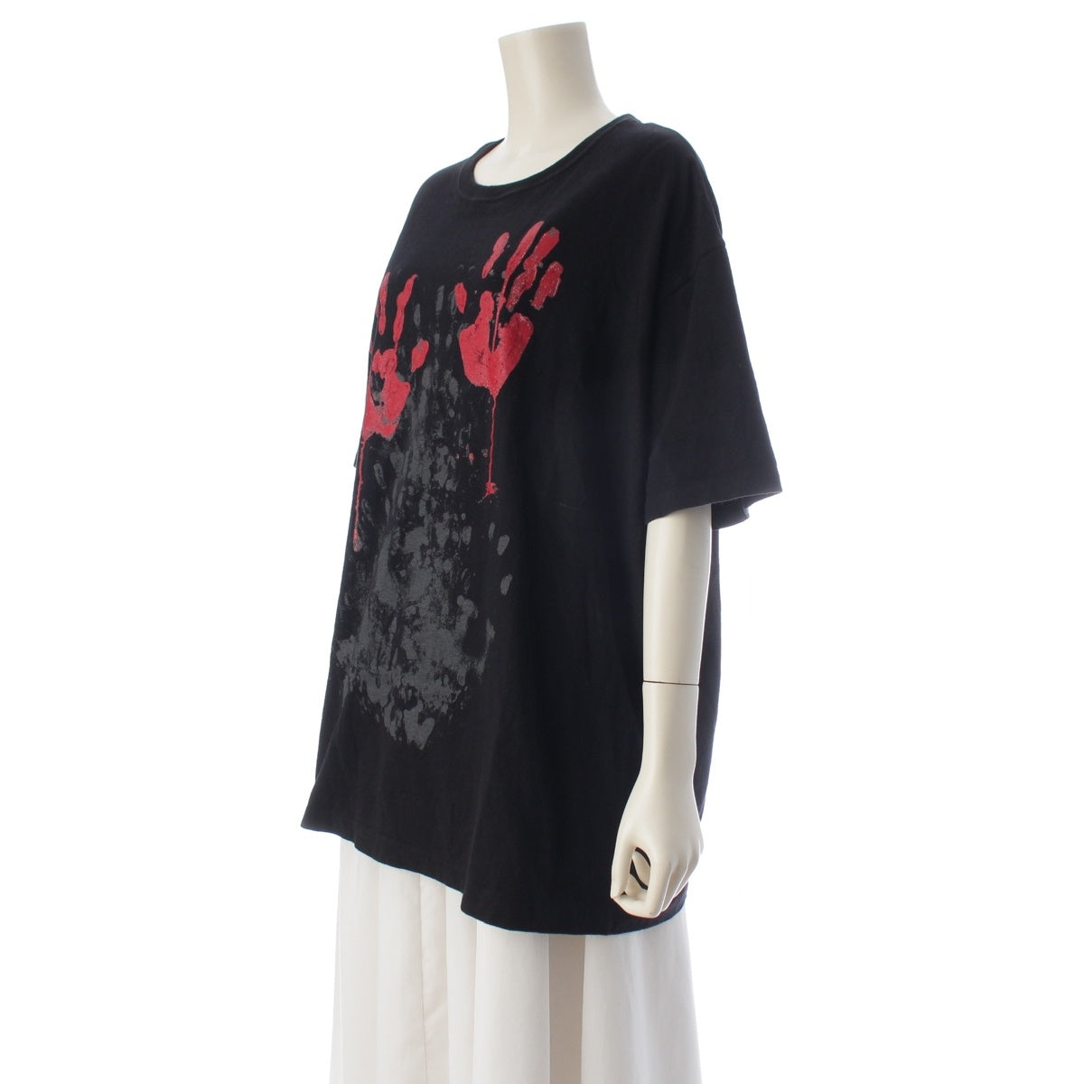 Yohji Yamamoto +NOIR Suzume Uchida, "Frustration in a Predicament" Print Short sleeve T-shirt tops Black red 3