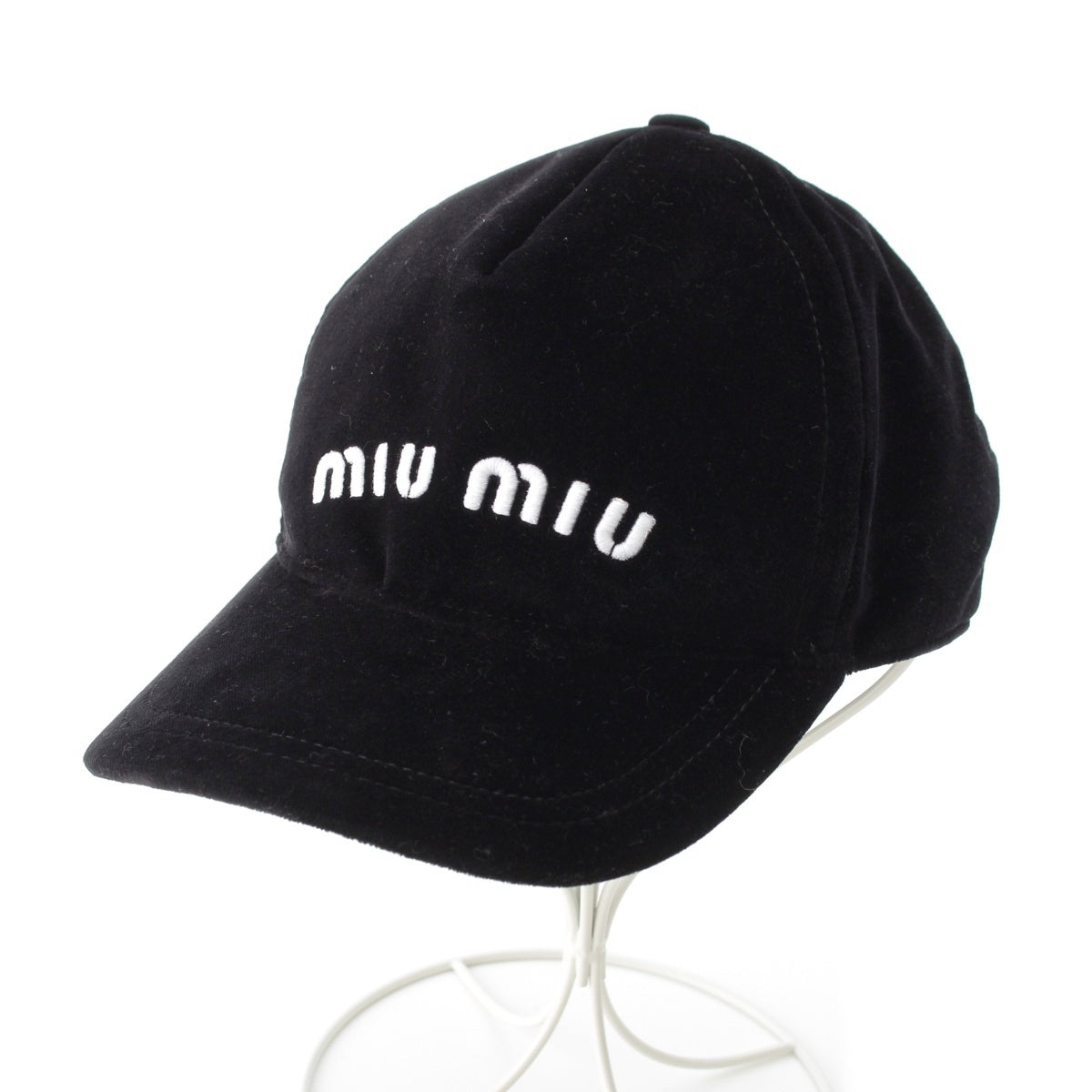 MIUMIU logo velor cap M 5HC179 black M