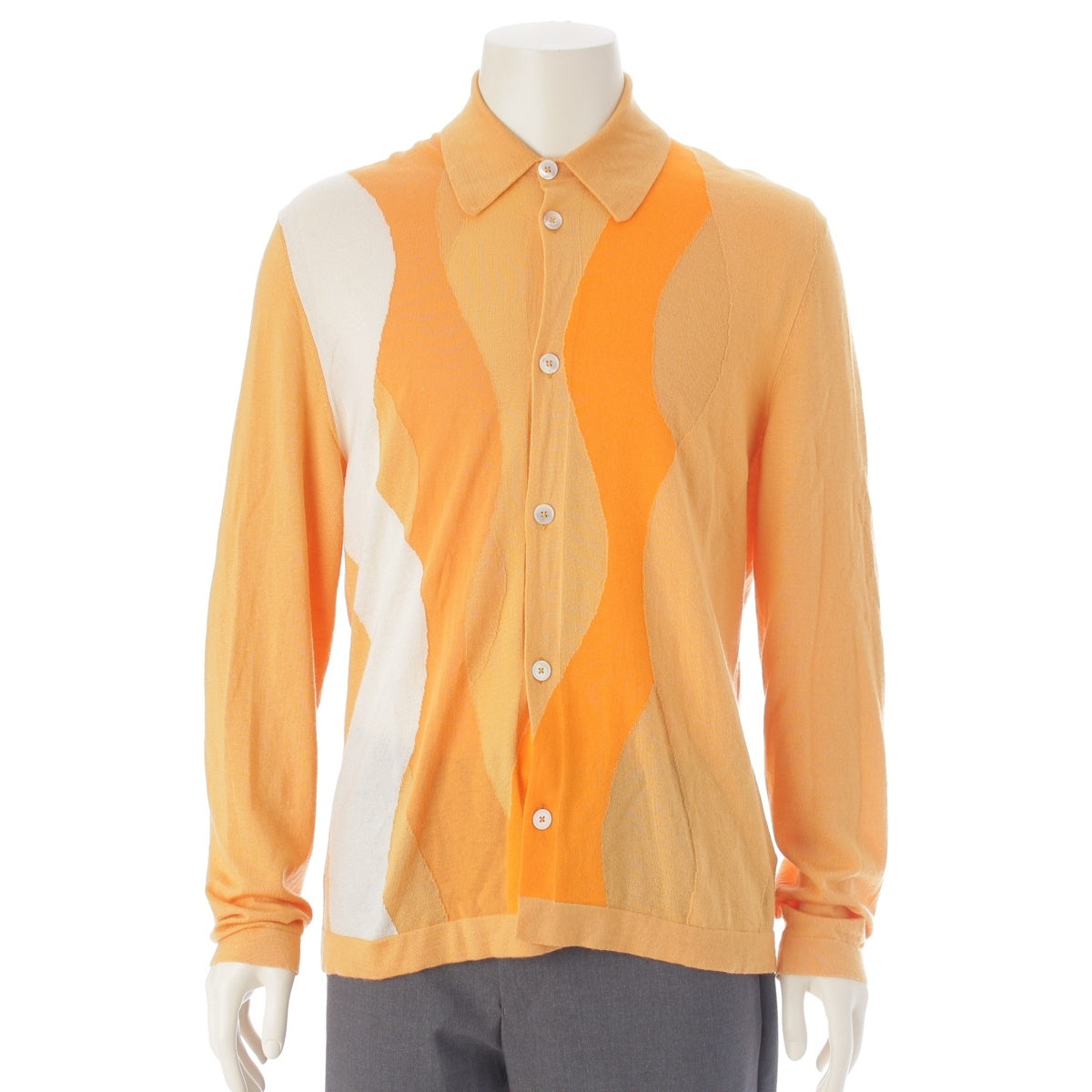 HERMES cashmere silk knit cardigan Long sleeve Orange L