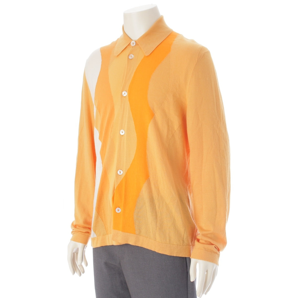 HERMES cashmere silk knit cardigan Long sleeve Orange L