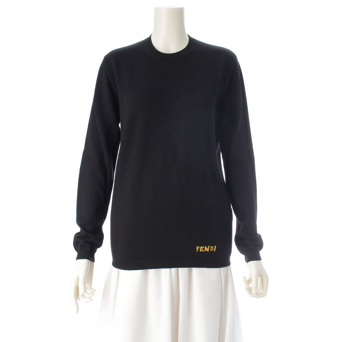 FENDI wool Monster logo embroidery sweater tops PR12-17-752 black 44