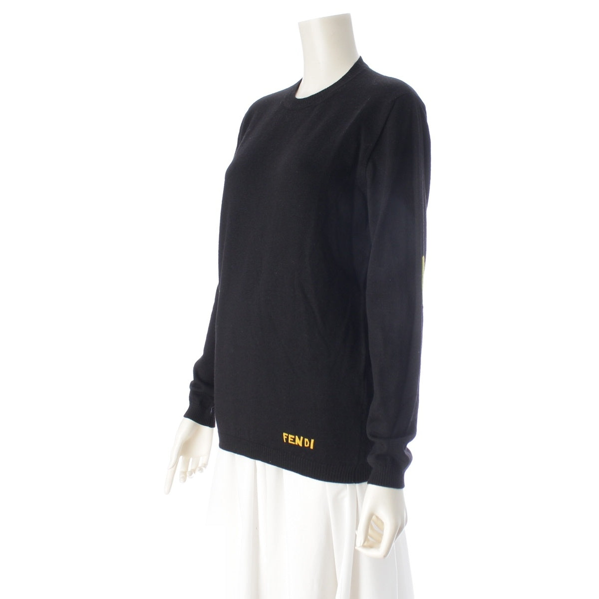 FENDI wool Monster logo embroidery sweater tops PR12-17-752 black 44