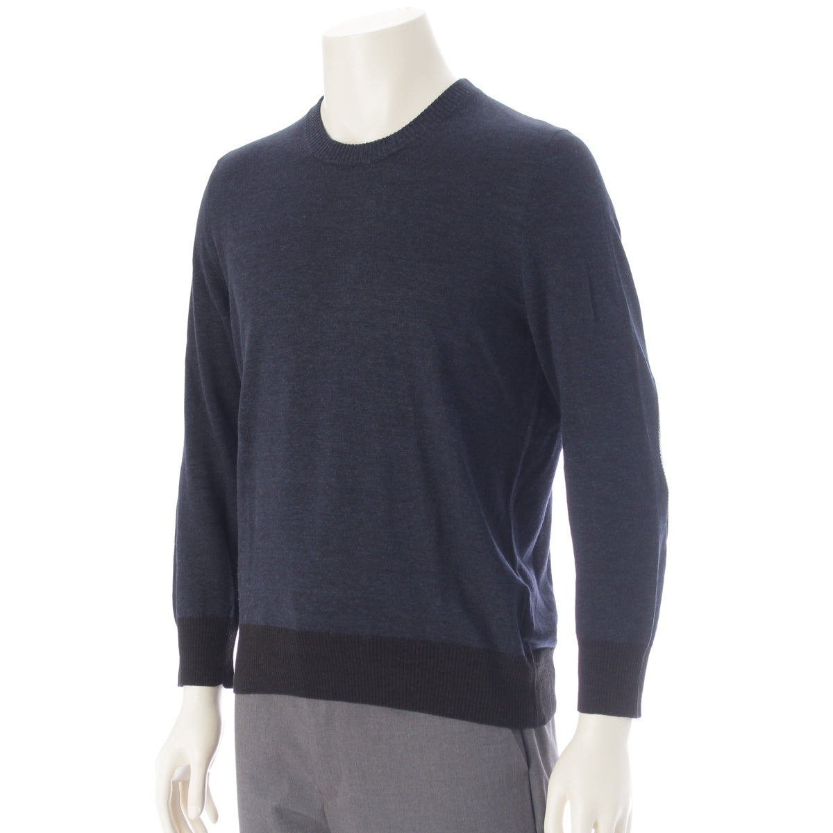 Maison Margiela 14 Linen Wool Elbow patch sweater tops S50HA0691 Navy S