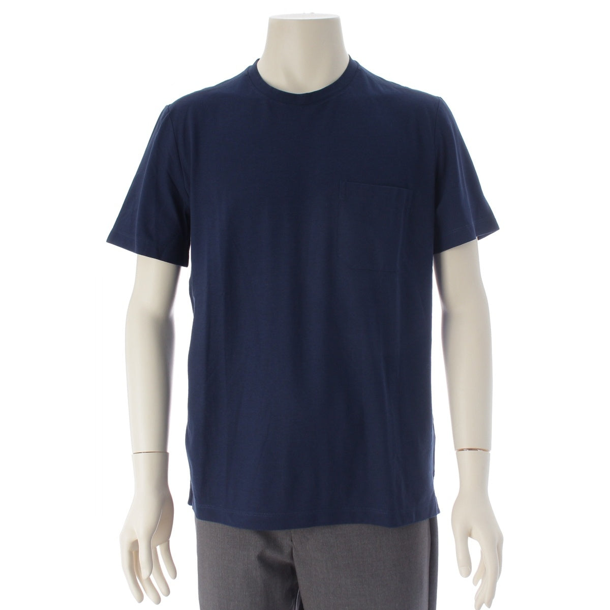 HERMES cotton pocket Short sleeve T-shirt tops Navy S