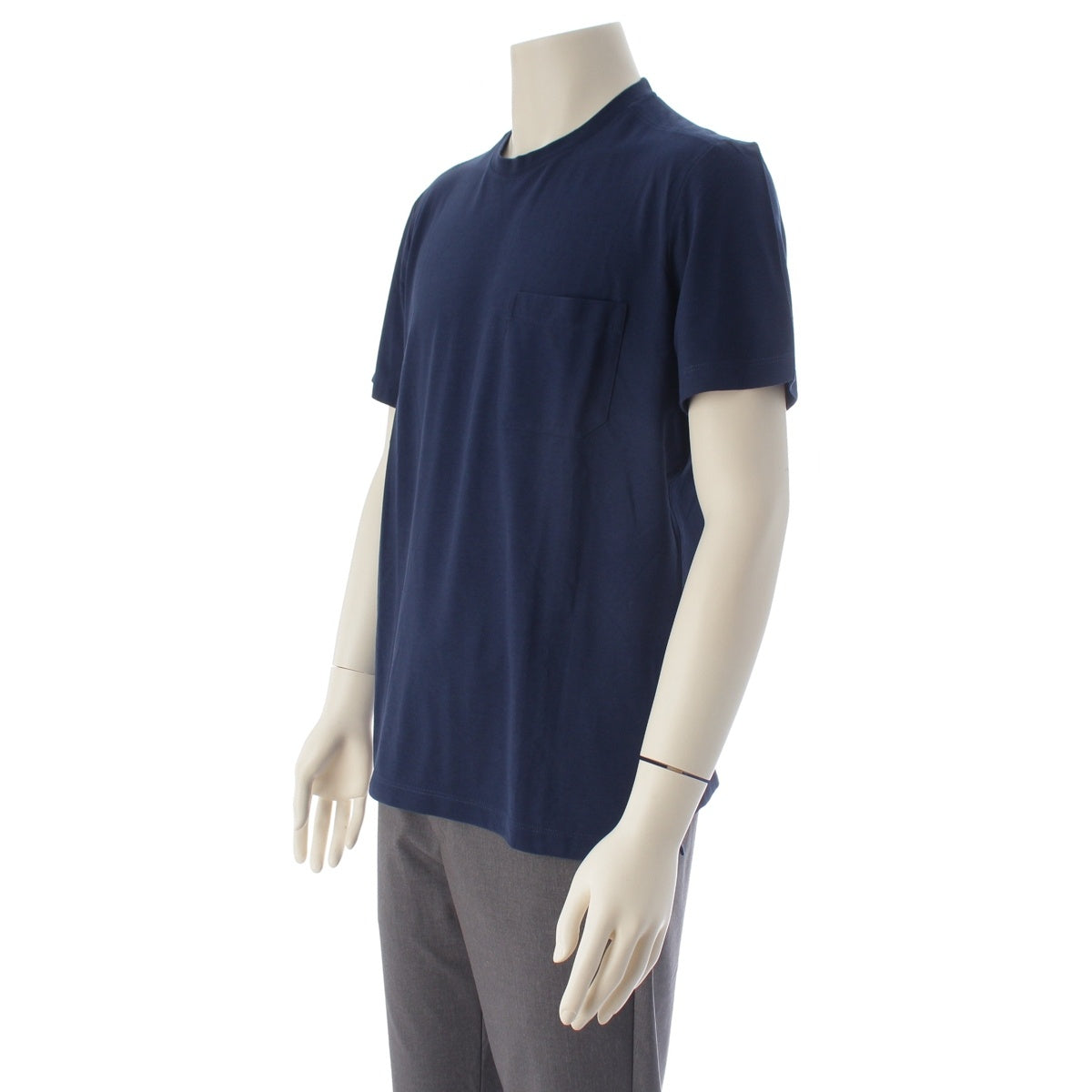 HERMES cotton pocket Short sleeve T-shirt tops Navy S