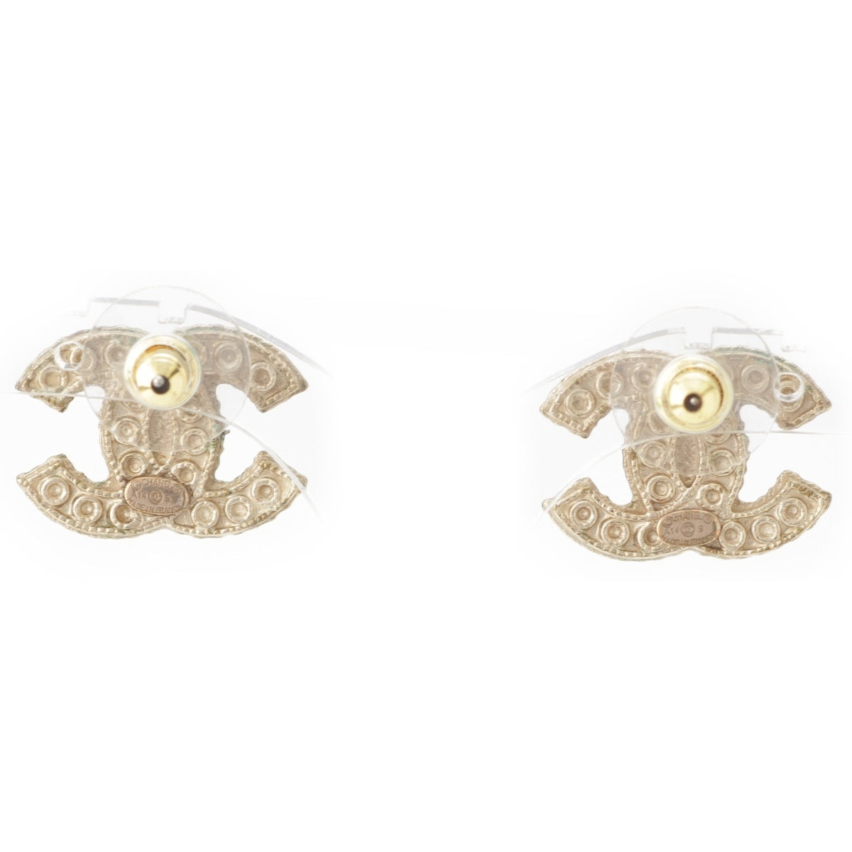CHANEL COCO Mark Pearl Pierce Binaural Accessories Champagne Gold