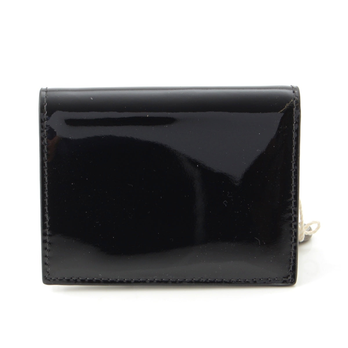 COMME des GARCONS patent Wallet 2 fold Card Case checker AG66610 black