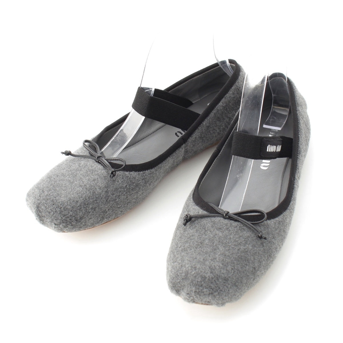 MIUMIU Elan Wool felt Flat shoes Ballet shoes gray 38