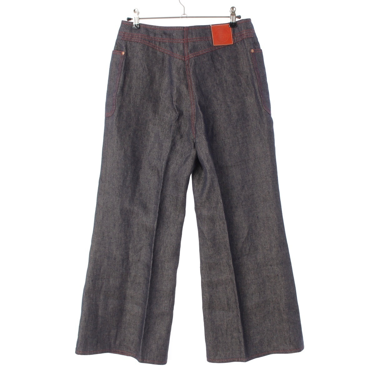 HERMES linen Gaultier era, Sellier button belt, red stitching Denim pants Bottoms Indigo 38