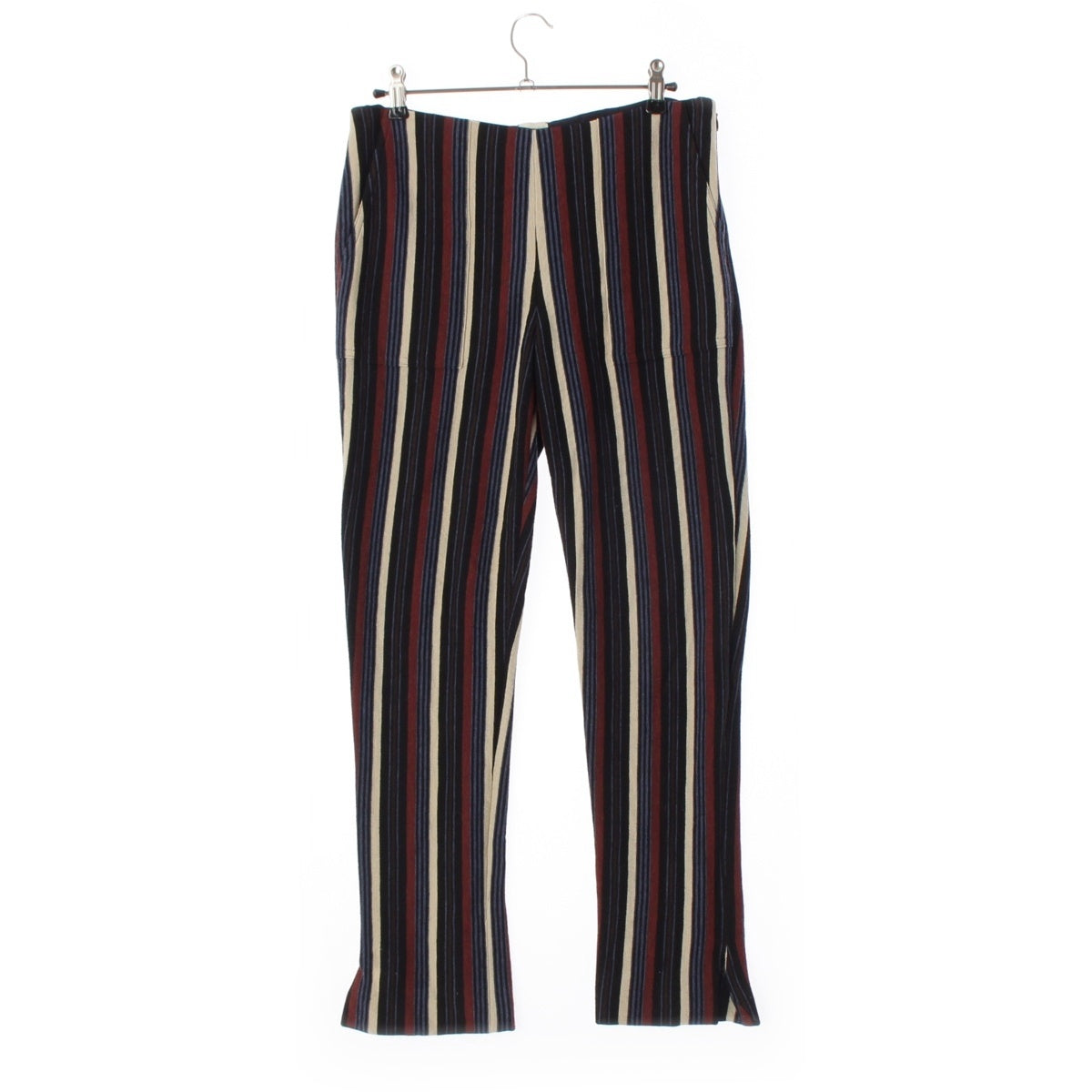 HERMES wool Striped knit with hem slits Pants McQueen Pants Navy, burgundy, and multicolor 38
