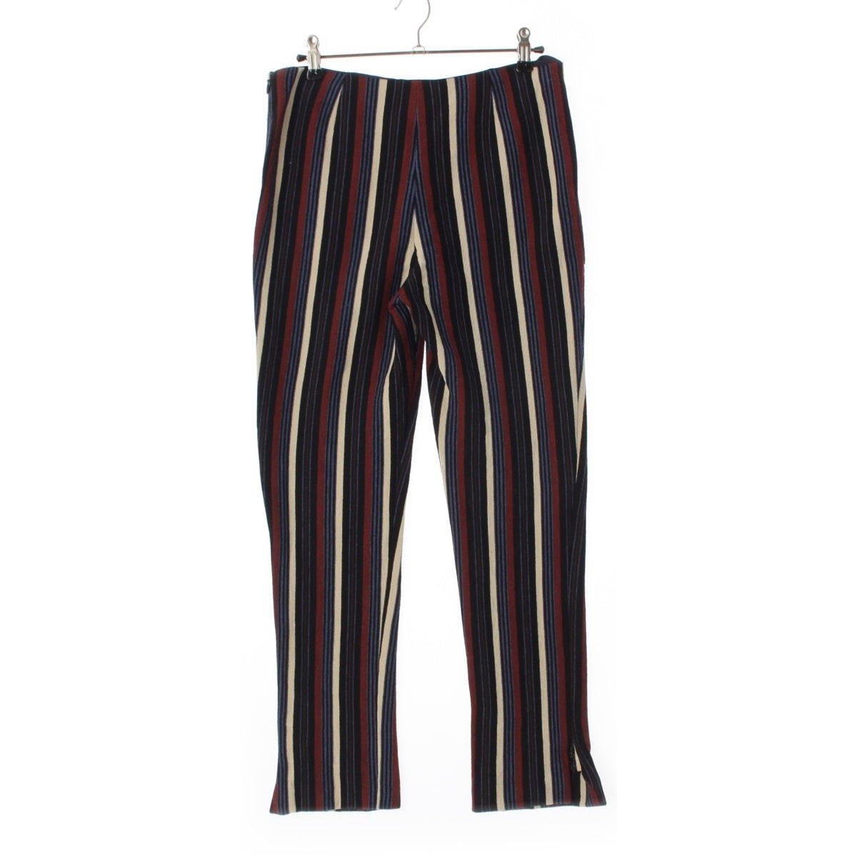 HERMES wool Striped knit with hem slits Pants McQueen Pants Navy, burgundy, and multicolor 38