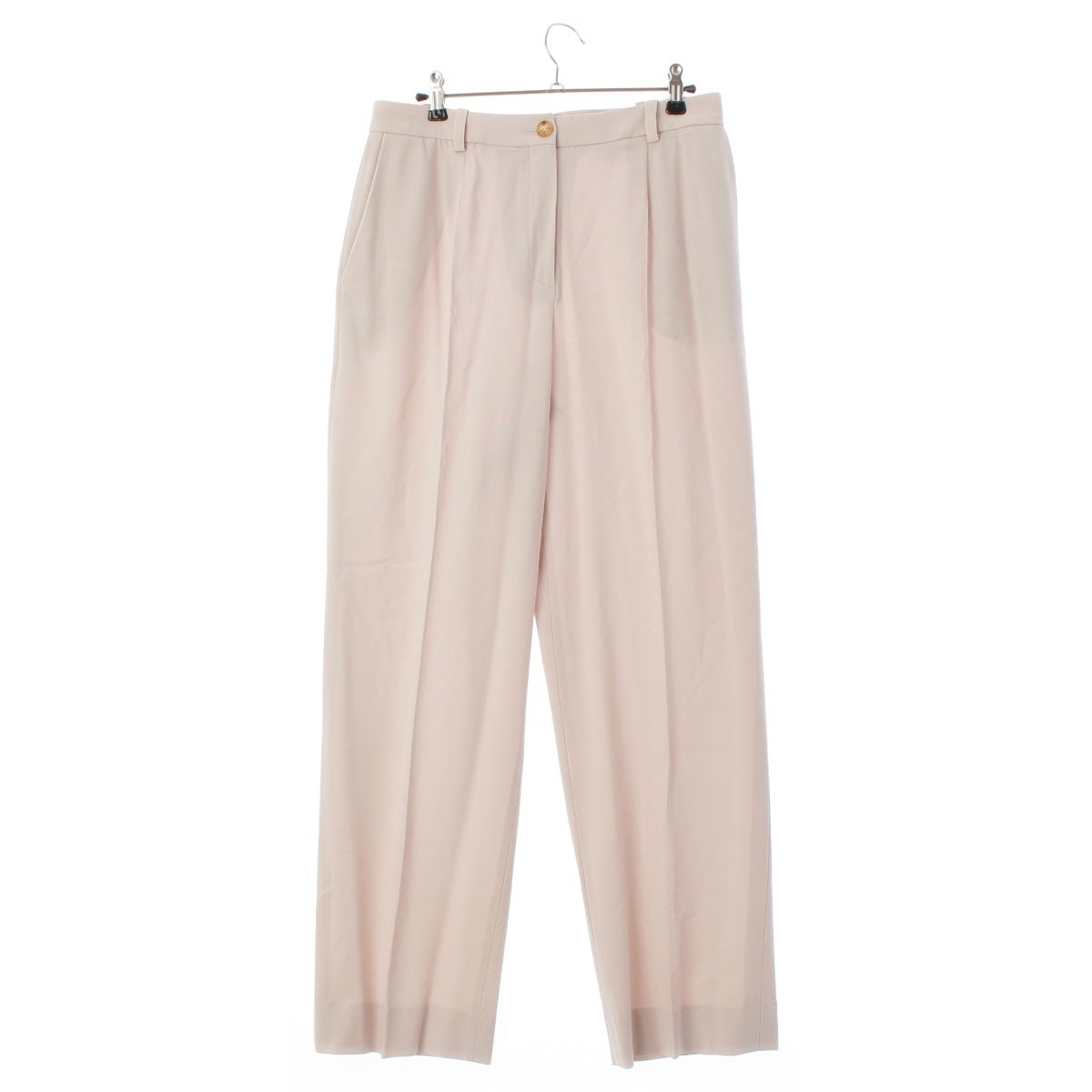 HERMES summer wool H logo button slacks Pants light gray off white 40