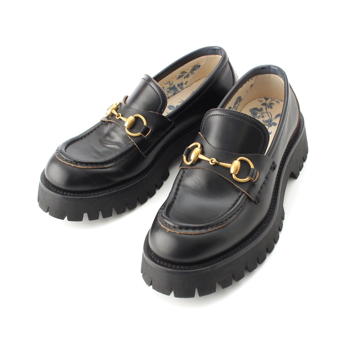 GUCCI leather Horsebit Bee Embroidery loafers shoes 577236 black 38 1/2