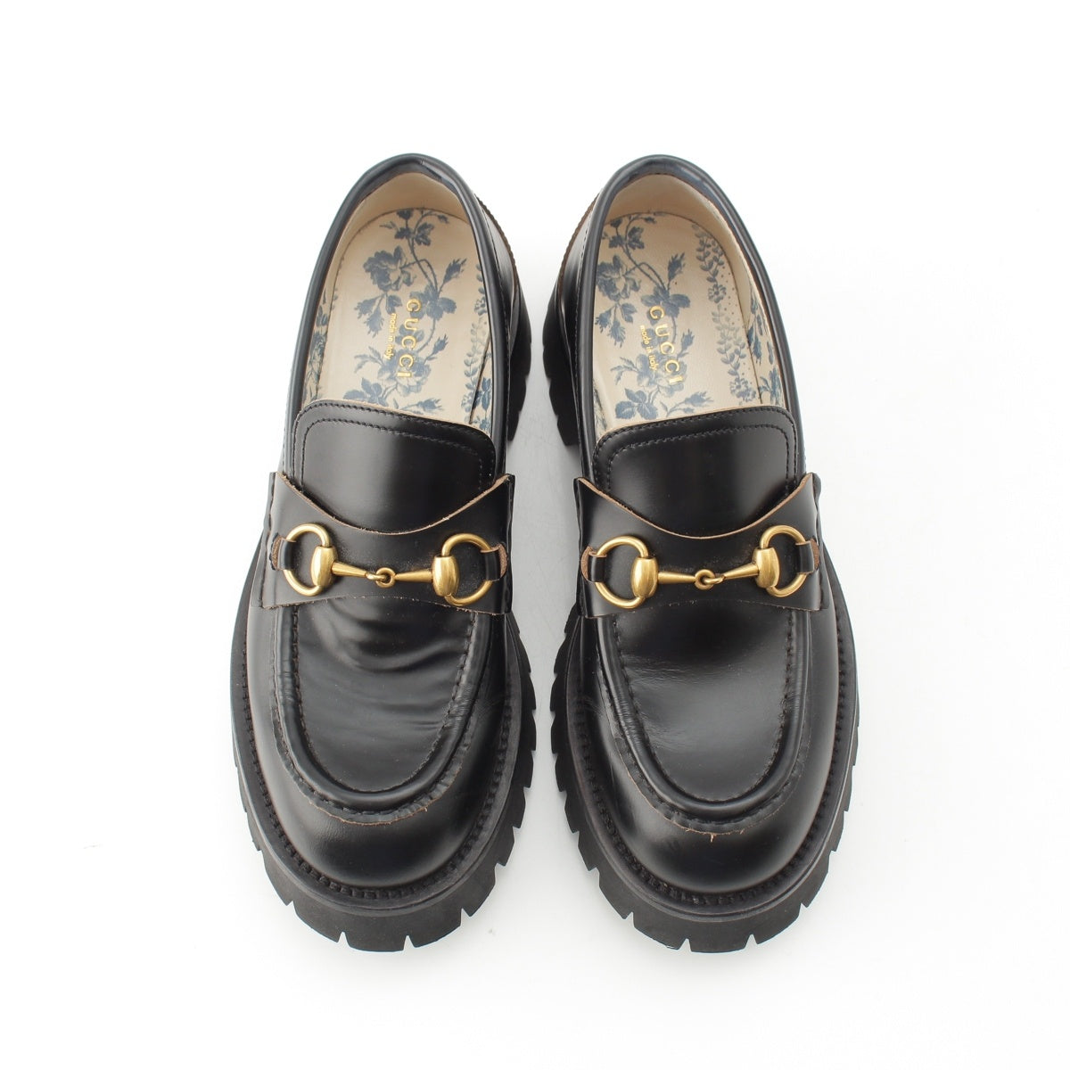 GUCCI leather Horsebit Bee Embroidery loafers shoes 577236 black 38 1/2