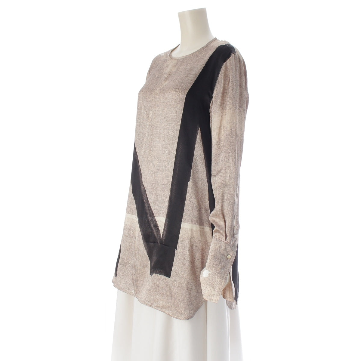 MAX MARA Silk Satin blouse tops 119103916 Beige black 42
