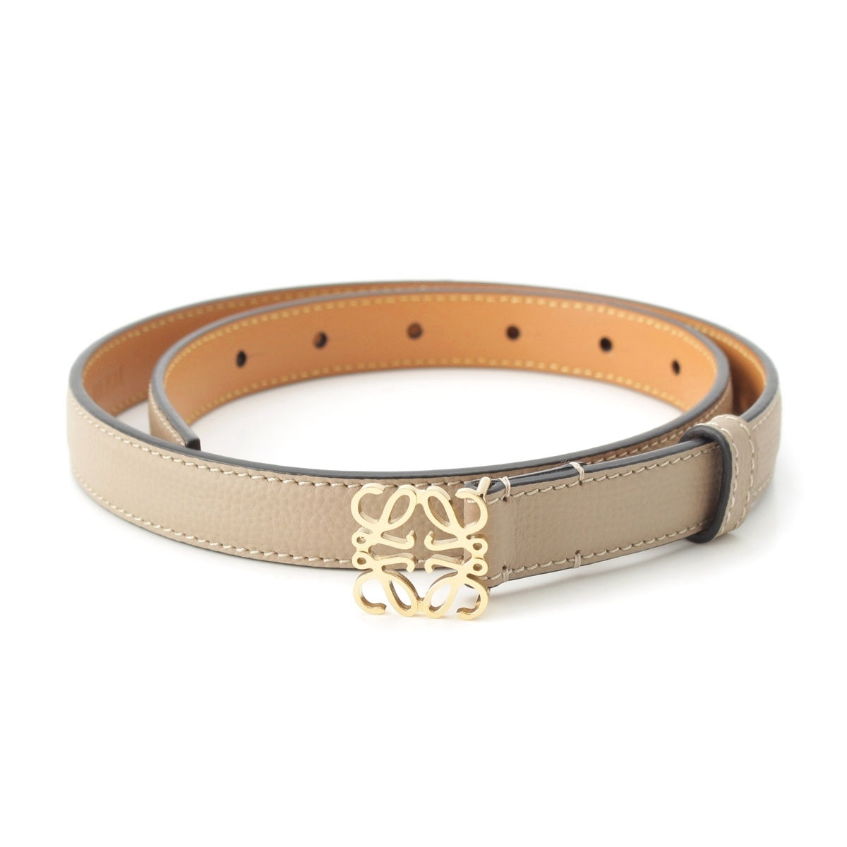 LOEWE anagram buckle belt Beige gold 70