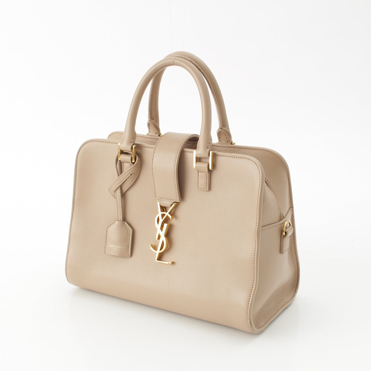 SAINT LAURENT Baby mosquito bus leather 2way Shoulder Handbag 372087 beige