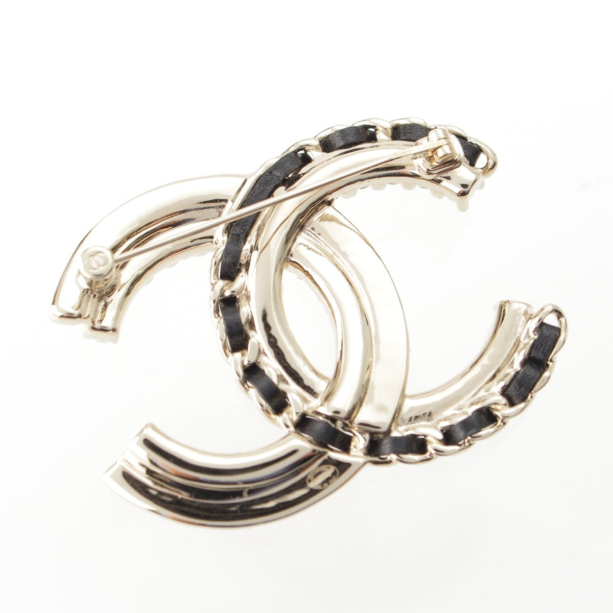 CHANEL COCO Mark Pearl Rhinestone Brooch gold