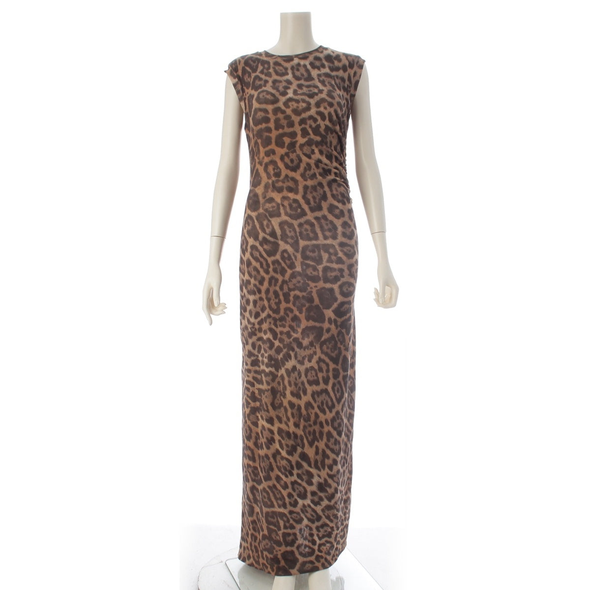Stella McCartney Nylon Leopard Print Sleeveless one piece dress Brown S