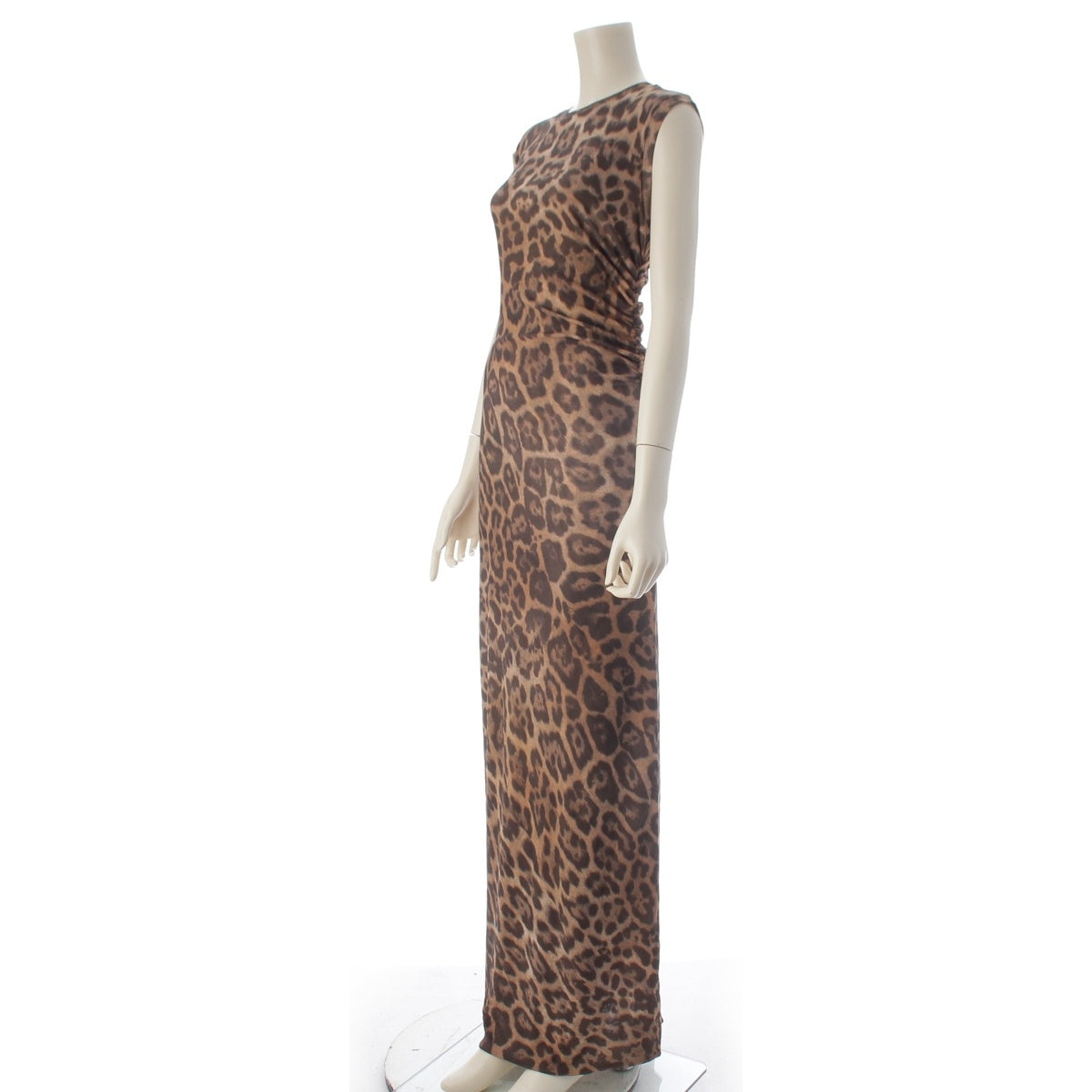 Stella McCartney Nylon Leopard Print Sleeveless one piece dress Brown S