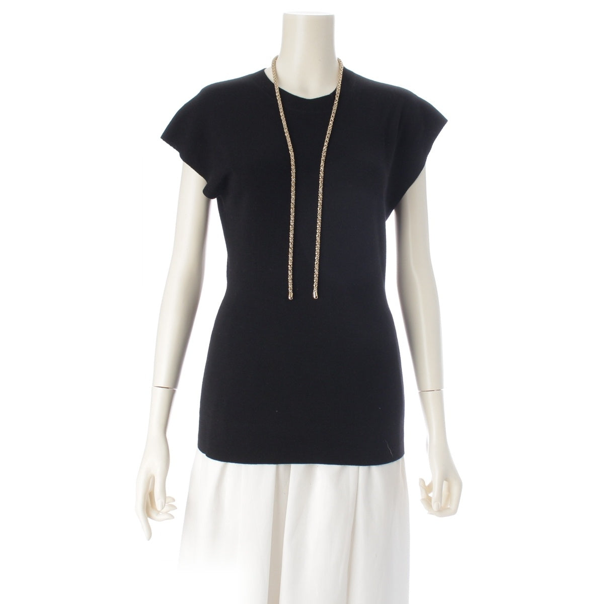 Chloe Chain Sleeveless knit tops Black gold S
