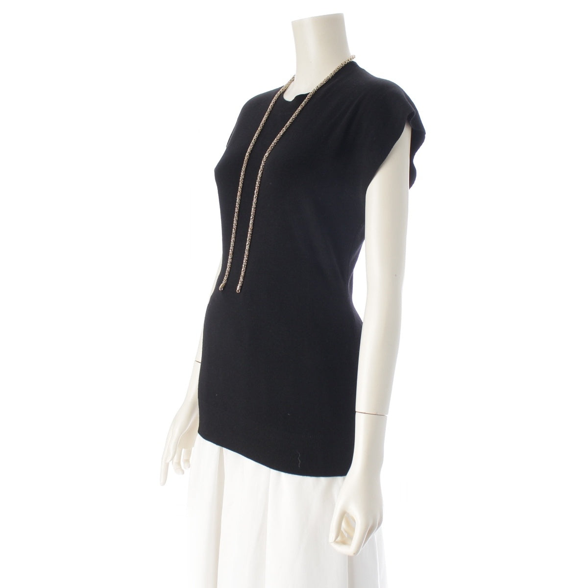 Chloe Chain Sleeveless knit tops Black gold S