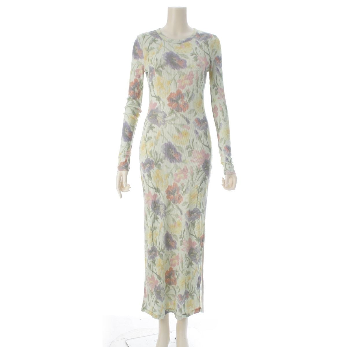 LOEWE Anagram embroidered floral long-sleeved shirt one piece dress green M