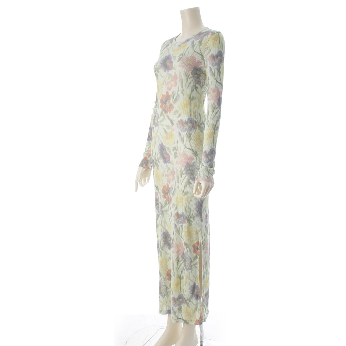 LOEWE Anagram embroidered floral long-sleeved shirt one piece dress green M
