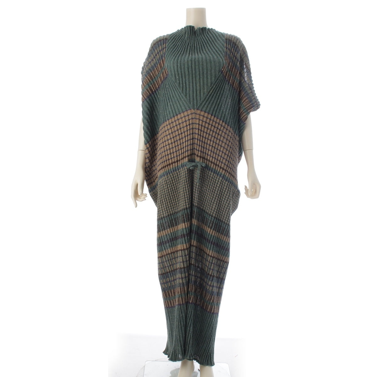 ISSEY MIYAKE ALL STYLE Luciborder Deformed Plane knit Dresses Tops Green multicolor