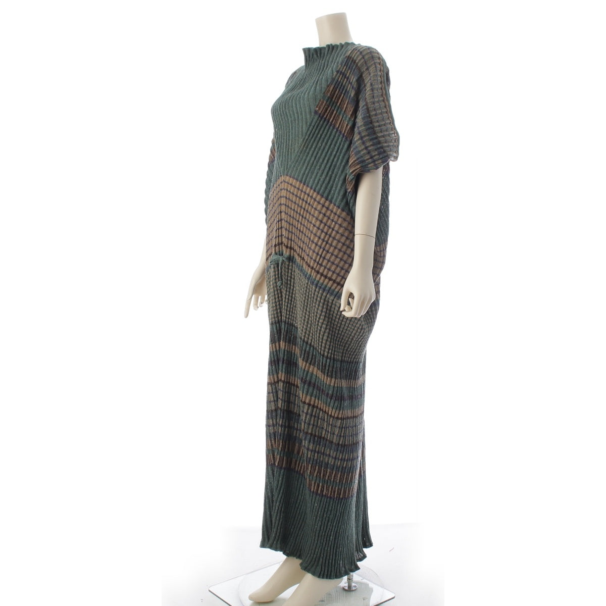 ISSEY MIYAKE ALL STYLE Luciborder Deformed Plane knit Dresses Tops Green multicolor