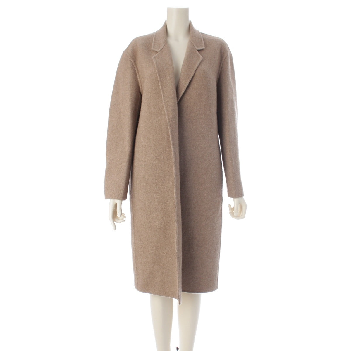 THE ROW FEDRA COAT Cashmere Silk Cotton Flannel Double-Faced Open-Front Chester Long Coat outer Beige Brown Cappuccino 2