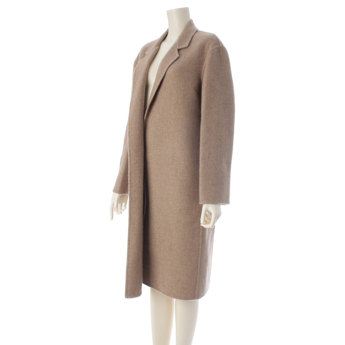 THE ROW FEDRA COAT Cashmere Silk Cotton Flannel Double-Faced Open-Front Chester Long Coat outer Beige Brown Cappuccino 2