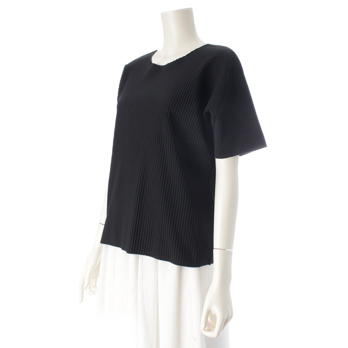 me ISSEY MIYAKE A-POC INSIDE Pleated short sleeves Cut pullover MI12KK256 black