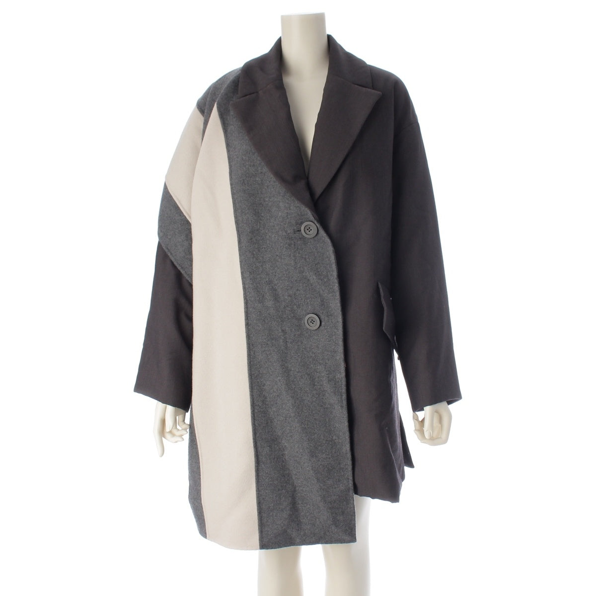 ADORE Reversible Combination Padded Coat Wool nylon cotton Jacket outer 531-125005 Beige Grey Multicolor 36