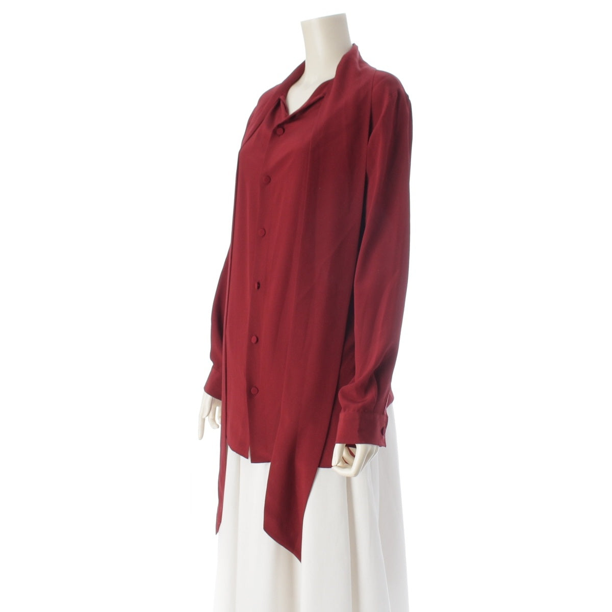 GUCCI Cambridge Bow Tie silk blouse long sleeve shirt tops Bordeaux wine red 44