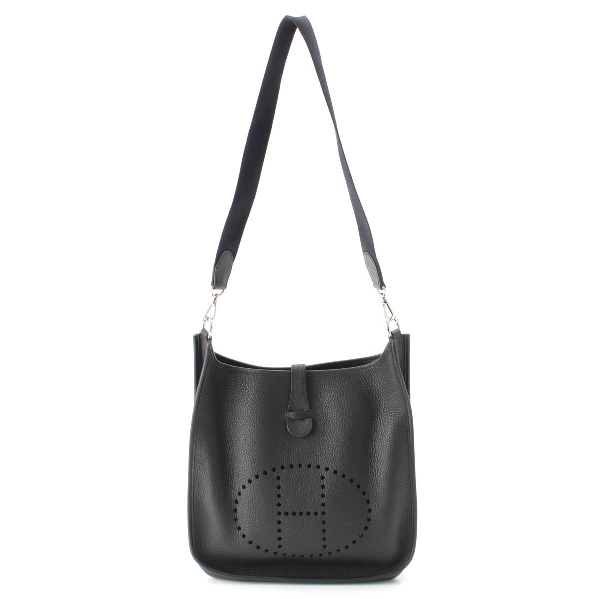 HERMES Taurillon Clemence Evelyn 1 GM H Logo Shoulder Bag black