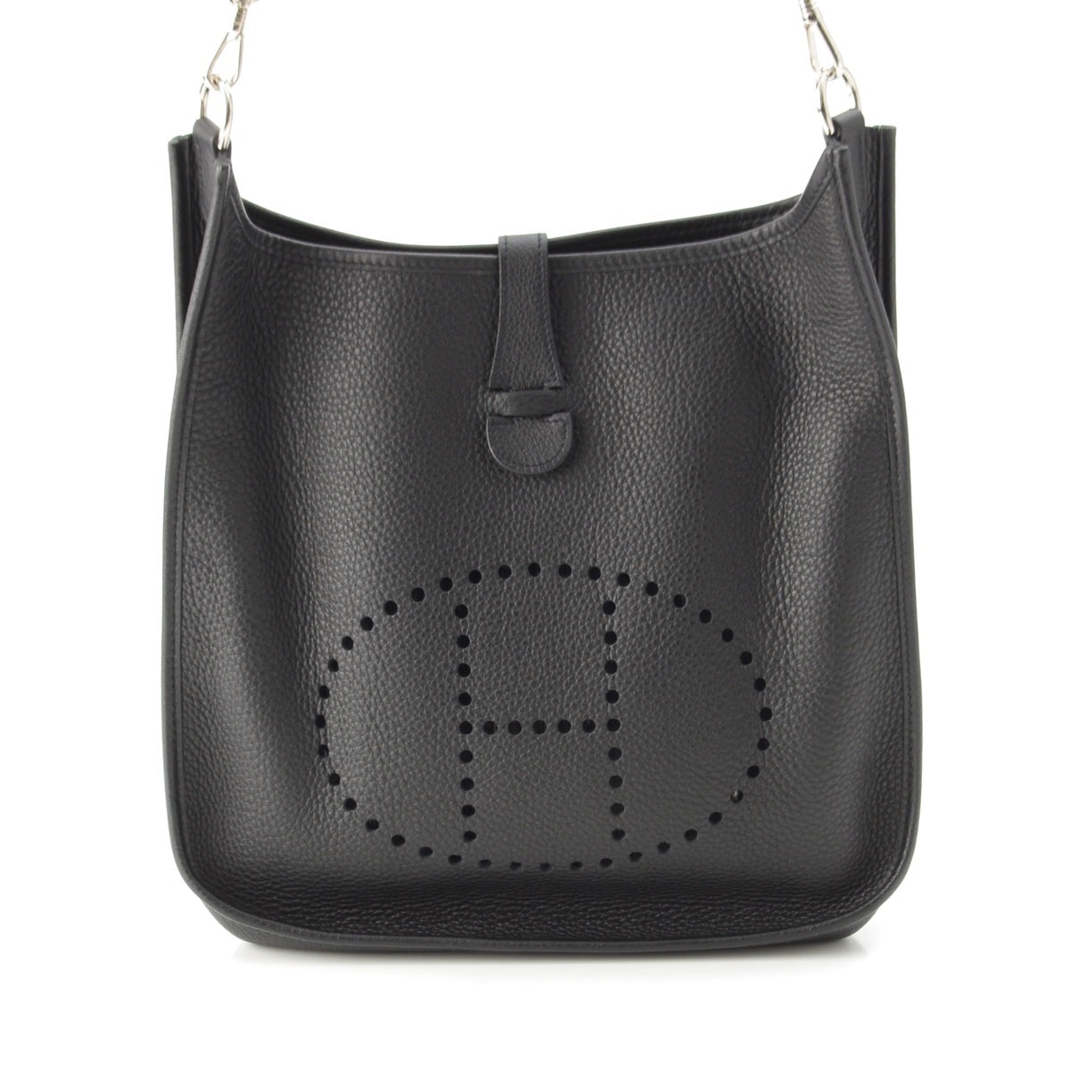 HERMES Taurillon Clemence Evelyn 1 GM H Logo Shoulder Bag black