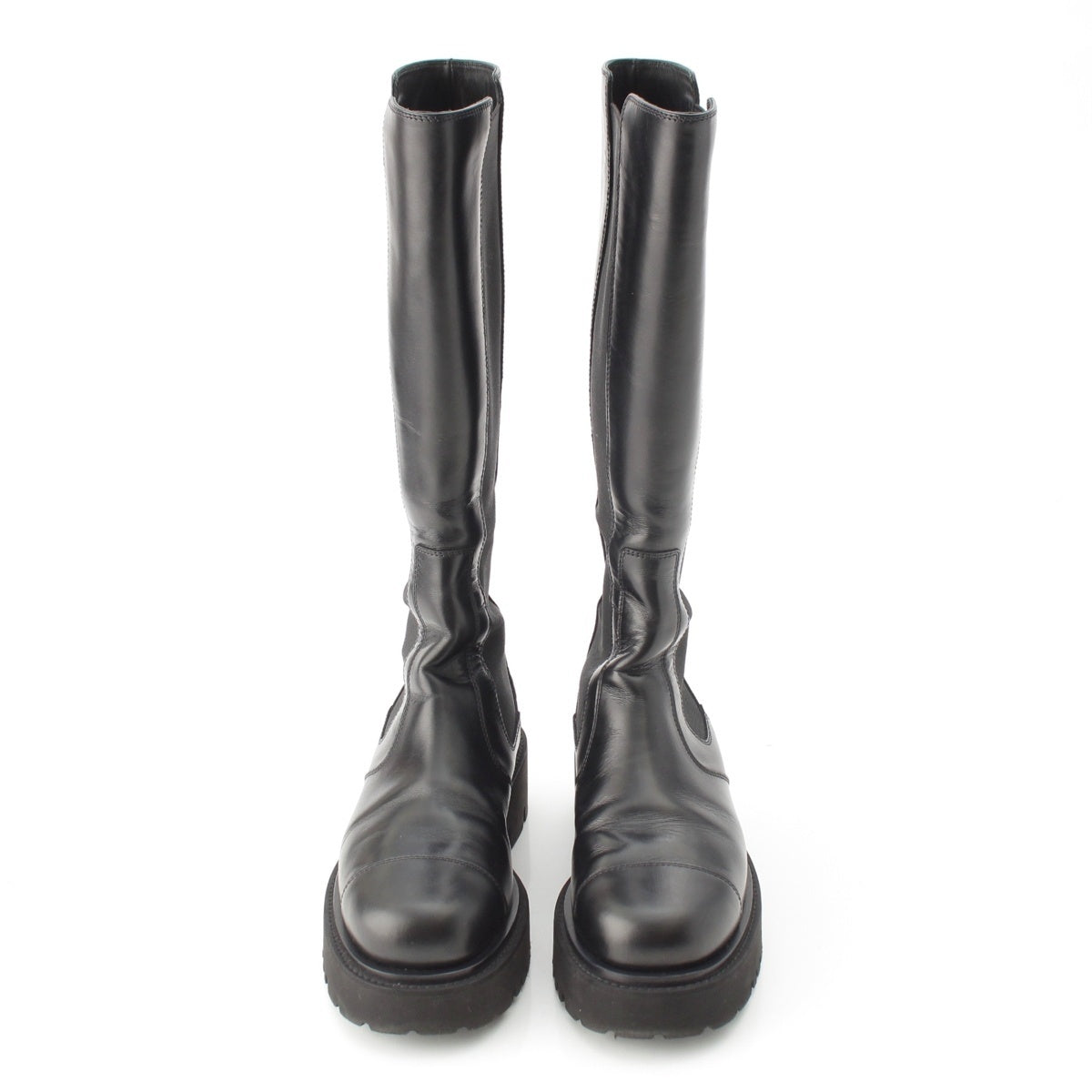 CHANEL leather COCO Mark Side Gore Platform Thick Sole Long Boots boots shoes G45786 black 39C