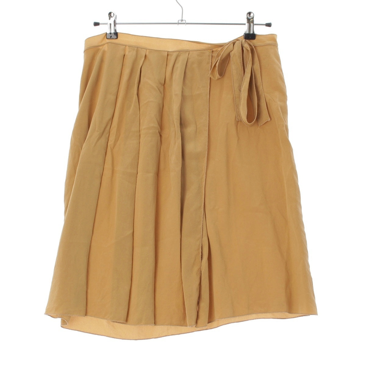 PRADA vintage silk Pleated Wrap skirt Bottoms Beige brown 40