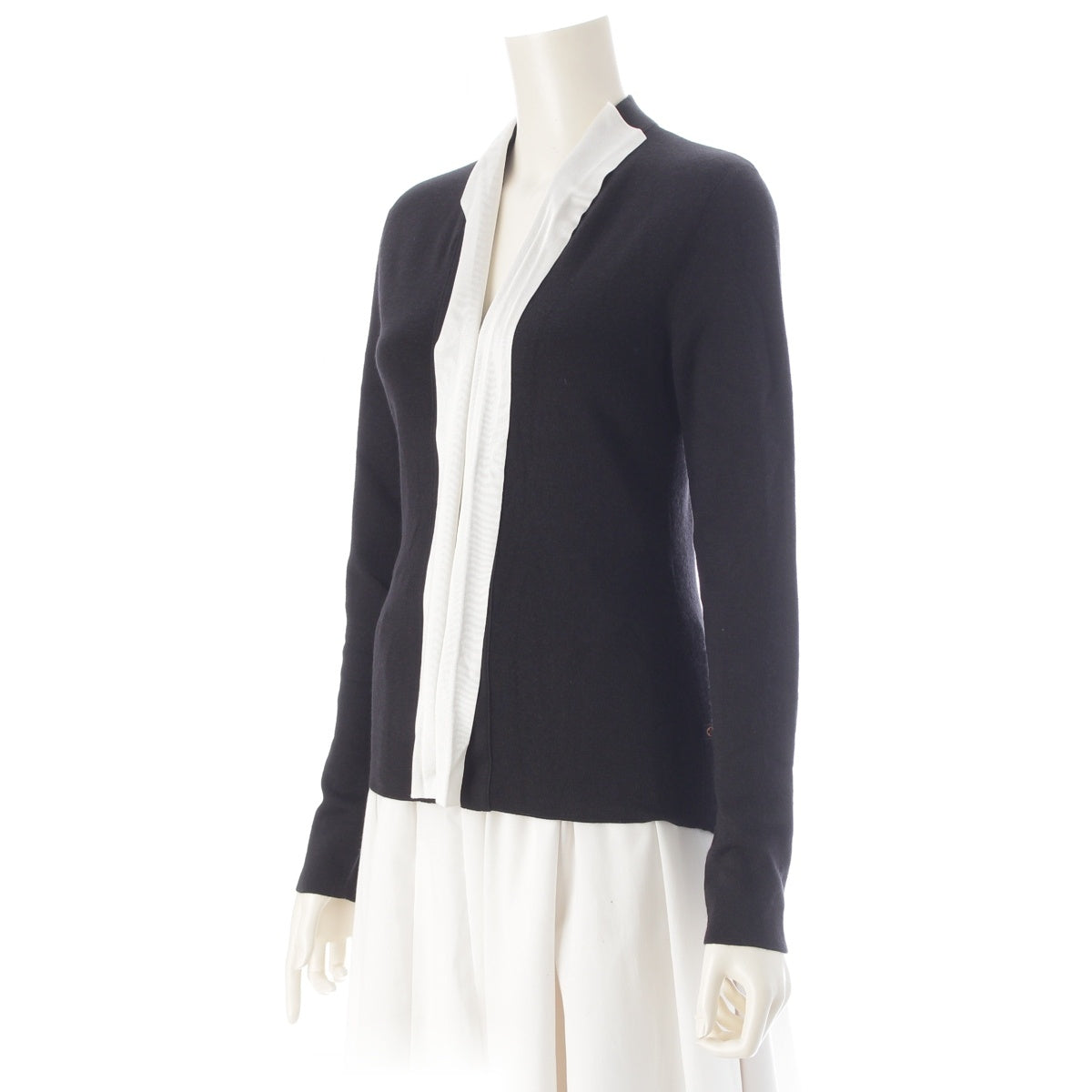 LOUIS VUITTON Cashmere, wool, silk Two-tone, asymmetrical cardigan RW191W MTS FGKC01 Black White