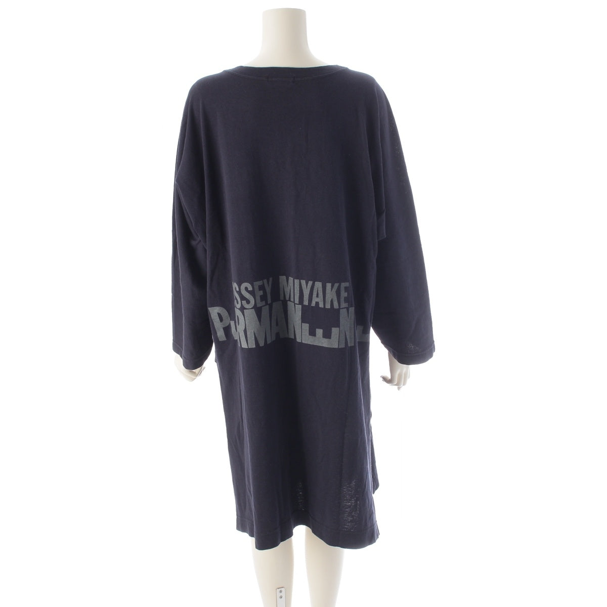 ISSEY MIYAKE PERMANENTE 80s Logo Slit Long Sleeve T-Shirt Cut tops VY11106 Navy M