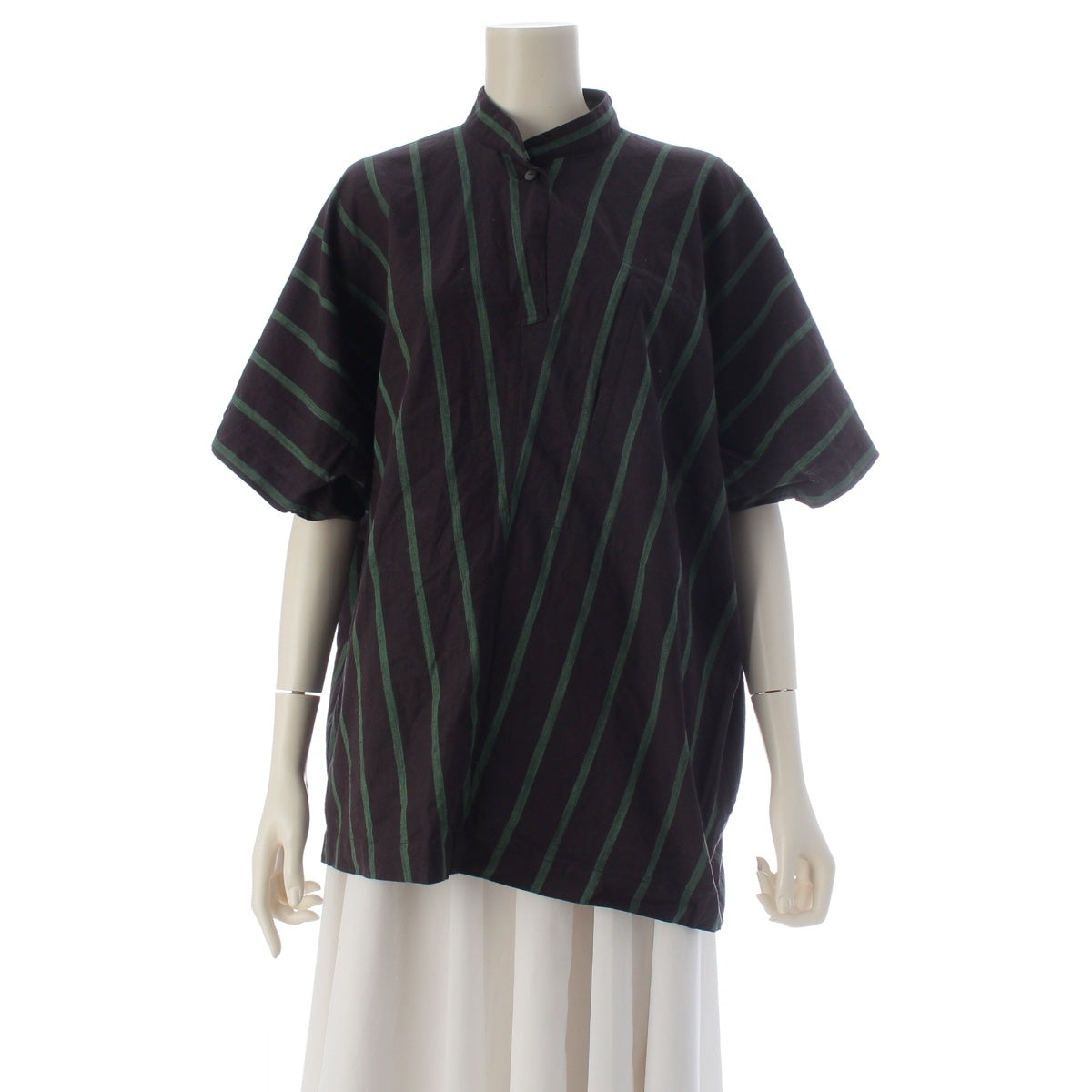 ISSEY MIYAKE Permanente cotton Short sleeve tops VG11156 Navy green M