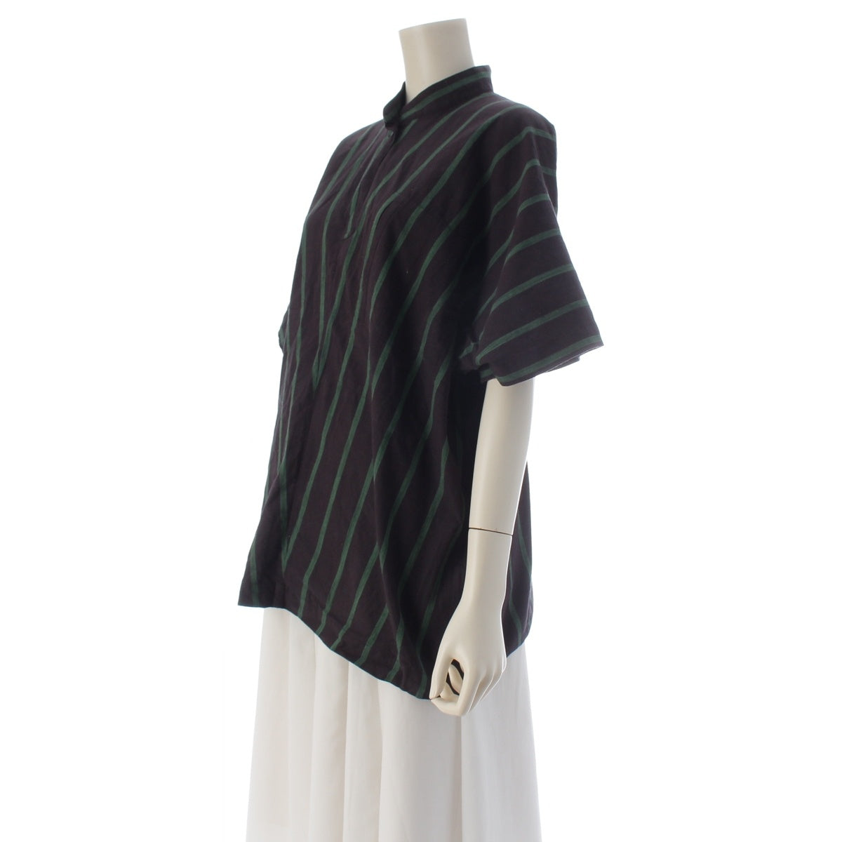 ISSEY MIYAKE Permanente cotton Short sleeve tops VG11156 Navy green M