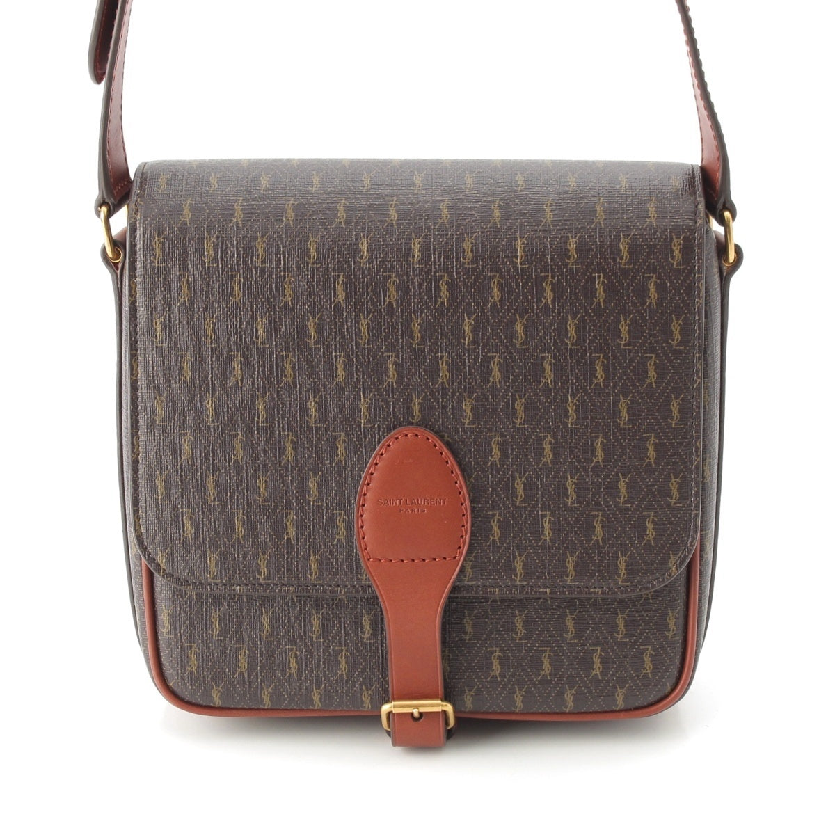 SAINT LAURENT Le Monogram Medium Satchel PVC leather Shoulder Bag 668582 Brown