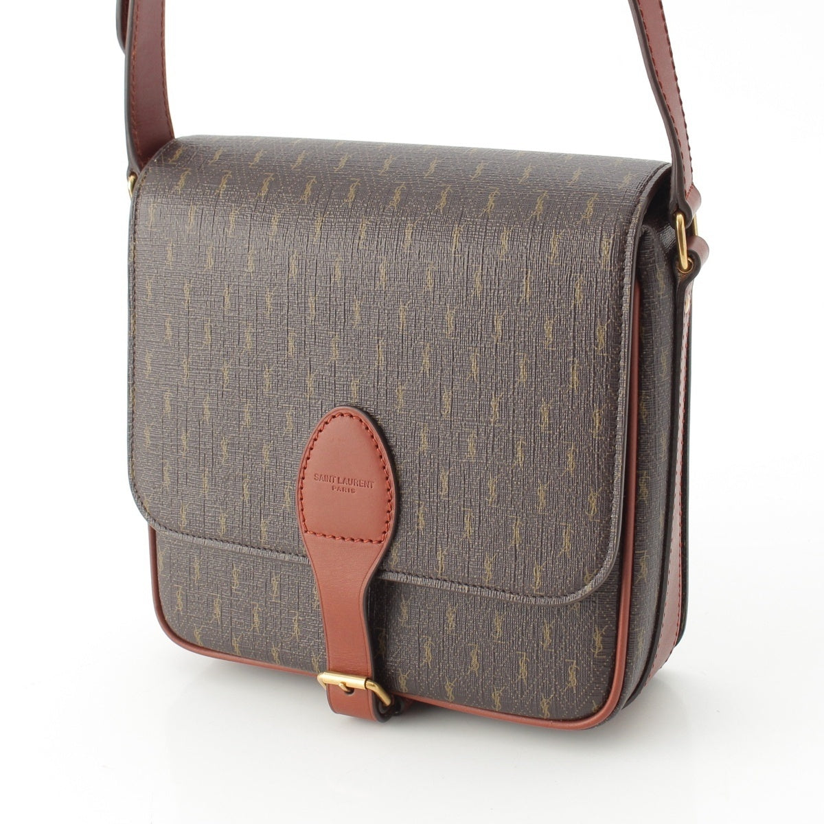 SAINT LAURENT Le Monogram Medium Satchel PVC leather Shoulder Bag 668582 Brown