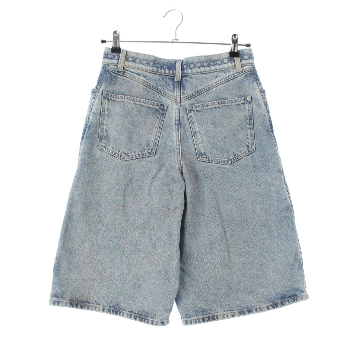 CHANEL cotton Chain motif denim culottes Pants P81253 Indigo 36