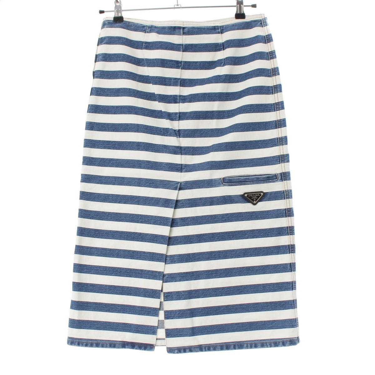 PRADA cotton Plate Border Pattern skirt Bottoms GFD160 White blue 38