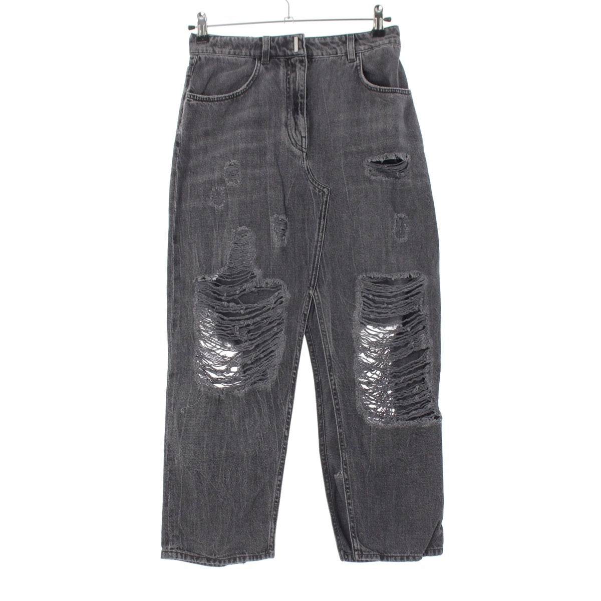 Givenchy Cotton denim Distressed finish, slit skirt Bottoms black 36