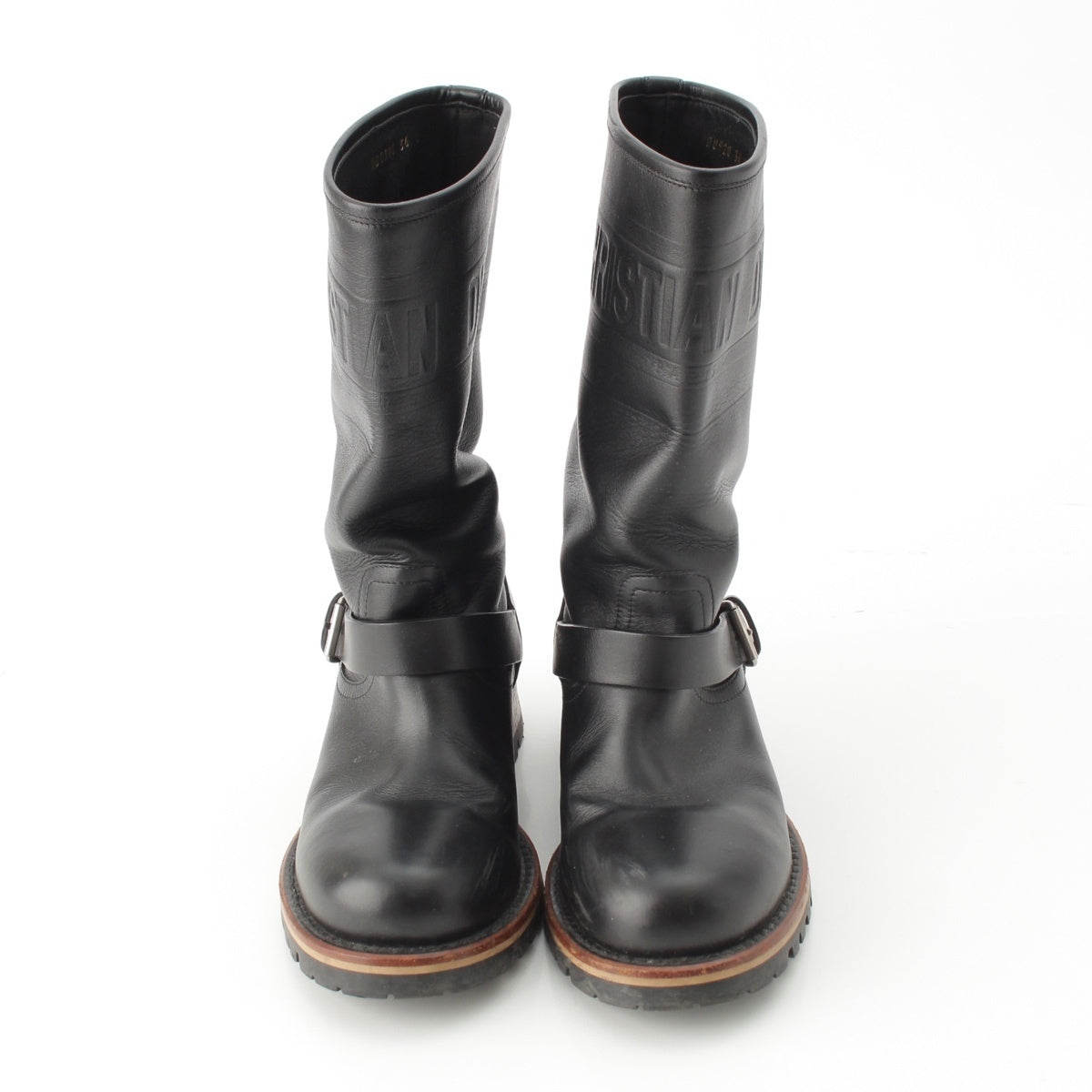 Dior leather Logo embossed boots Shoe Engineer Black brown 36