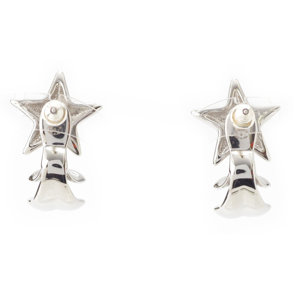 CHANEL GPSilver COCO Mark Star Earrings (Both Ears) Pierce Silver